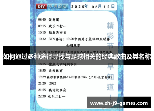 如何通过多种途径寻找与足球相关的经典歌曲及其名称