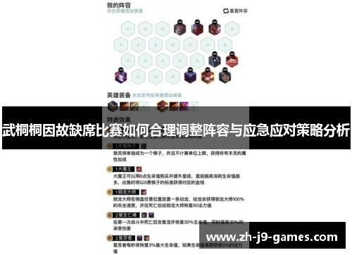 武桐桐因故缺席比赛如何合理调整阵容与应急应对策略分析